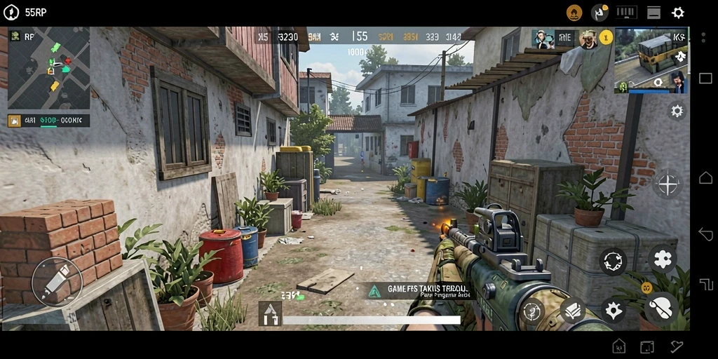Gameplay mendebarkan dari 55RP dengan aksi FPS yang intens.