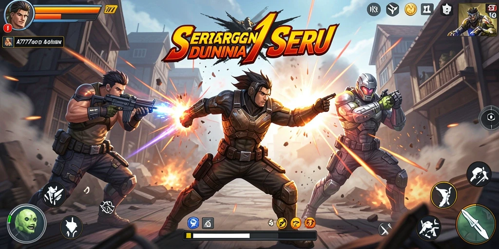 Screenshot A7777 menampilkan aksi bertempur yang mendebarkan.