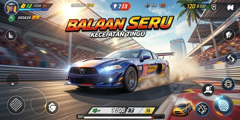 Tampilan gameplay luar biasa dari CADAS138 dalam balapan penuh aksi.