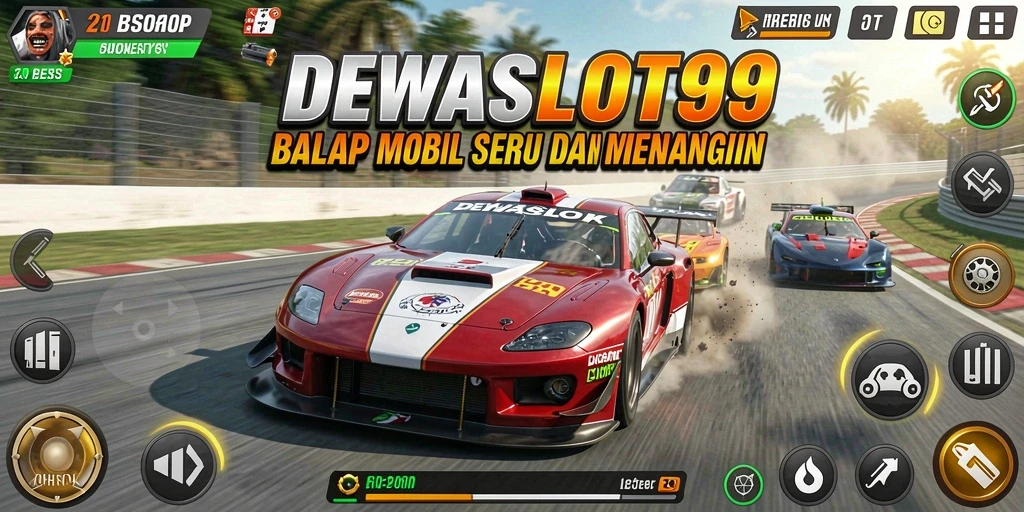 Screenshot gameplay DEWASLOT99 menampilkan aksi balap yang seru dan mendebarkan.