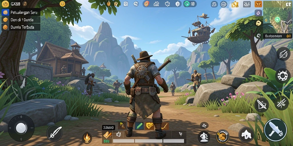 Tangkapan layar utama GX88 menampilkan gameplay mendebarkan di dunia terbuka.