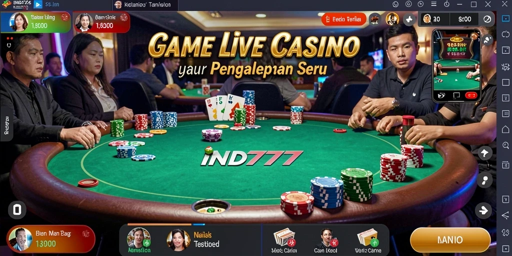 Screenshot gameplay IND777 menampilkan dealer yang profesional dan suasana permainan yang mendebarkan.