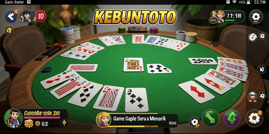 Screenshot KEBUNTOTO menunjukkan keseruan gameplay Gaple dengan antarmuka menarik.