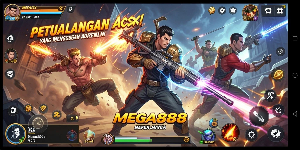 Tampilan aksi seru dalam permainan MEGA888 yang mendebarkan.