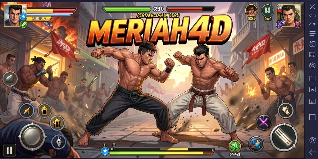Tangkapan layar gameplay MERIAH4D yang menunjukkan pertarungan mendebarkan.