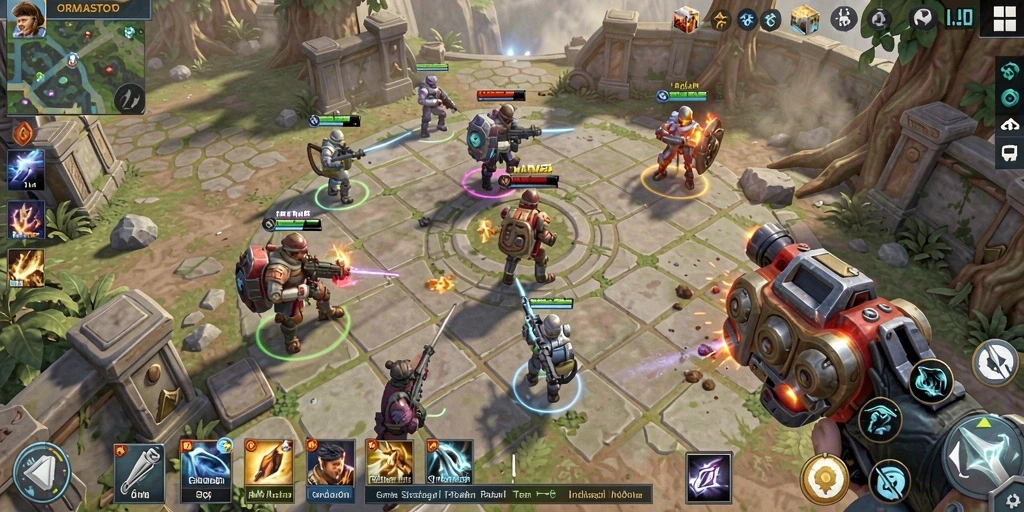 Tangkapan layar gameplay ORMASTOTO yang menunjukkan pertempuran strategis.