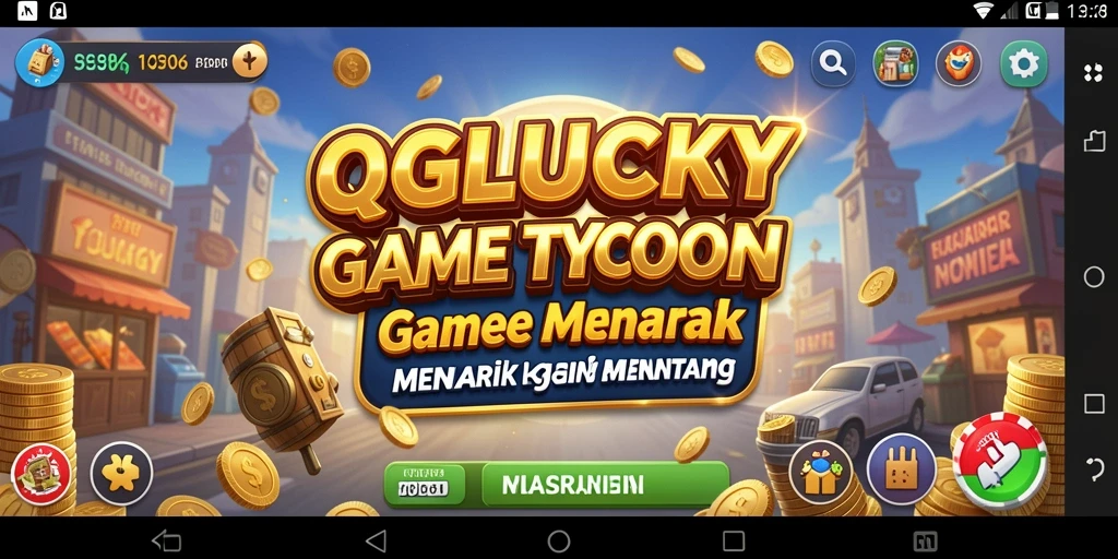 Tangkapan layar gameplay QGLUCKY menampilkan aksi manajemen bisnis yang seru.