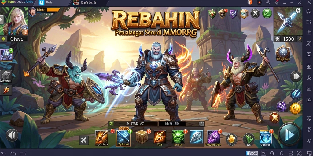 Tangkapan layar gameplay <strong>REBAHIN</strong> yang menampilkan aksi pertarungan penuh warna.