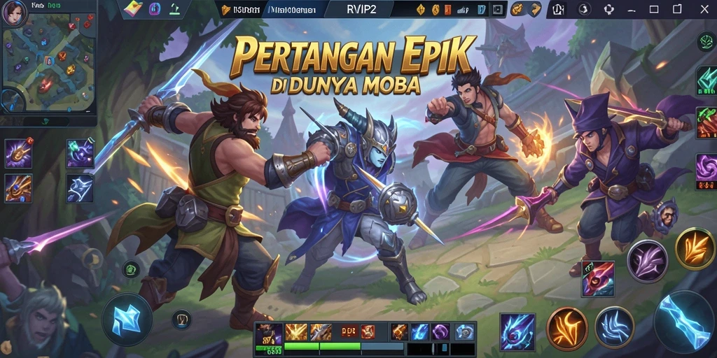 Screenshot menunjukkan aksi seru di pertarungan MOBA RVIP2.