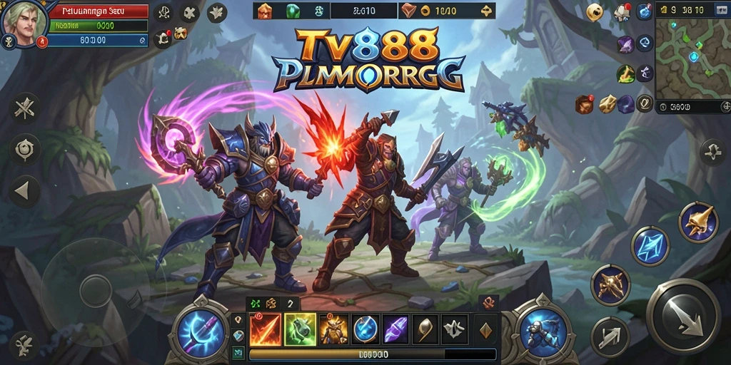 Screenshot menampilkan gameplay mendebarkan TV888 di dunia MMORPG.