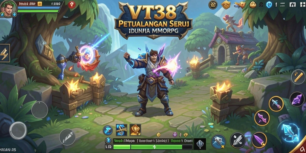 Tangkapan layar menunjukkan pemain bertarung dalam dunia fantastis VT38.