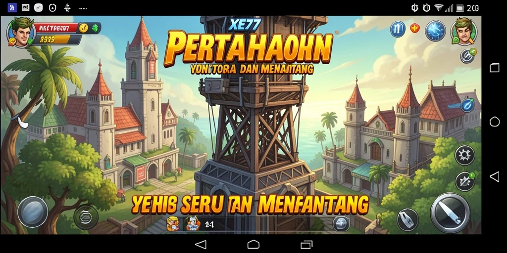 Tampilan gameplay XE77 yang menegangkan dalam pertahanan menara.