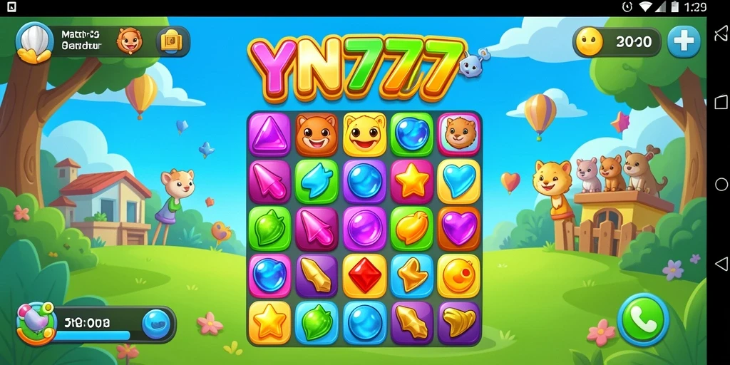 Tampilan gameplay YN777 yang seru dengan kombinasi warna-warni.